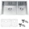 Ruvati 32" Undermount 60/40 Double Bowl Zero Radius 16 Gauge SS Kitchen Sink RVH7515 - alternate 1